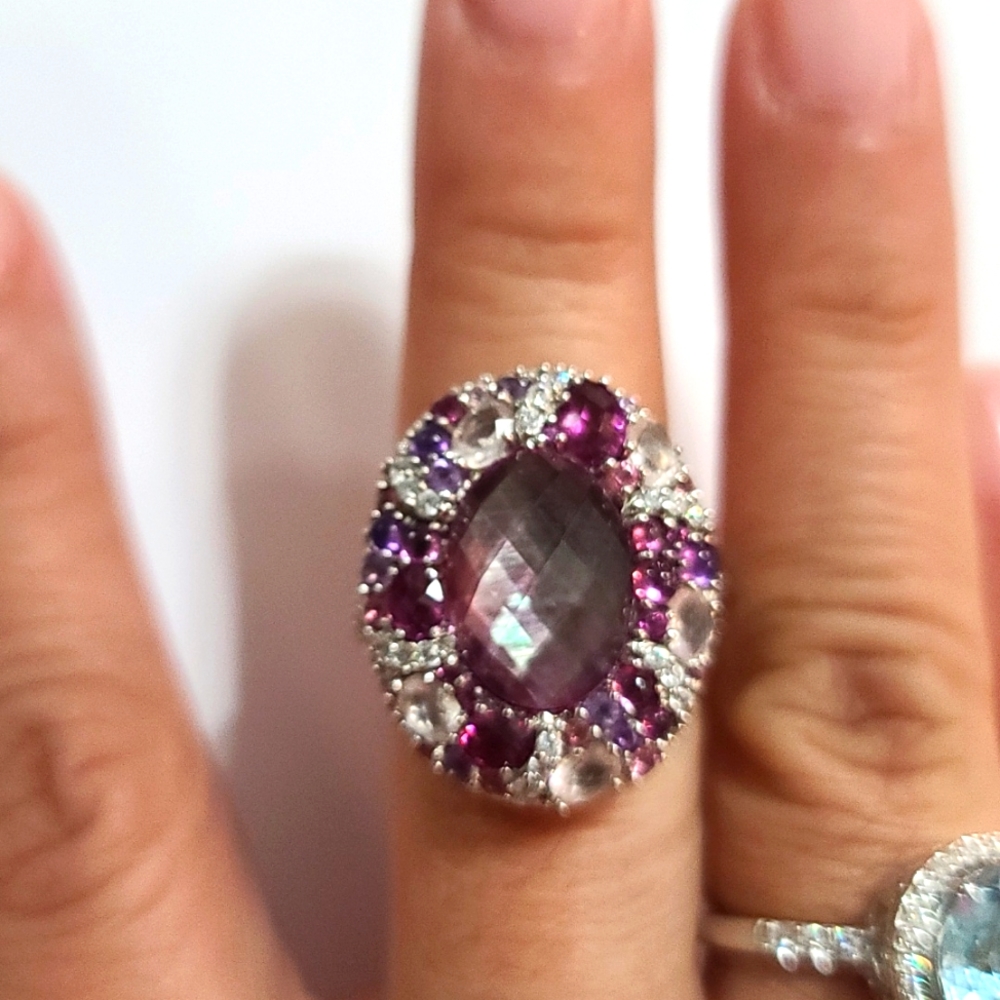 925 SS Judith Ripka multi stone ring - Picture 2 of 4